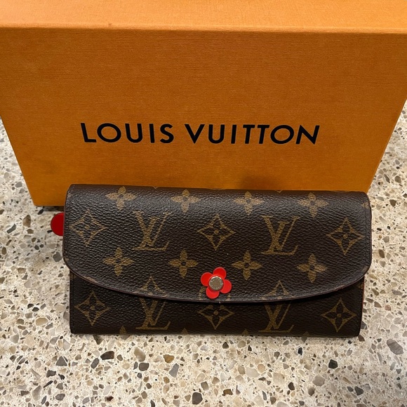 Louis Vuitton Emilie Flower Monogram Wallet with Red Accents - Picture 1 of 8